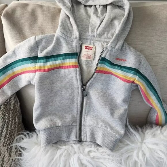 Levi's infant girls 2T gray zippered hoodie w/ stripes - Picture 1 of 1